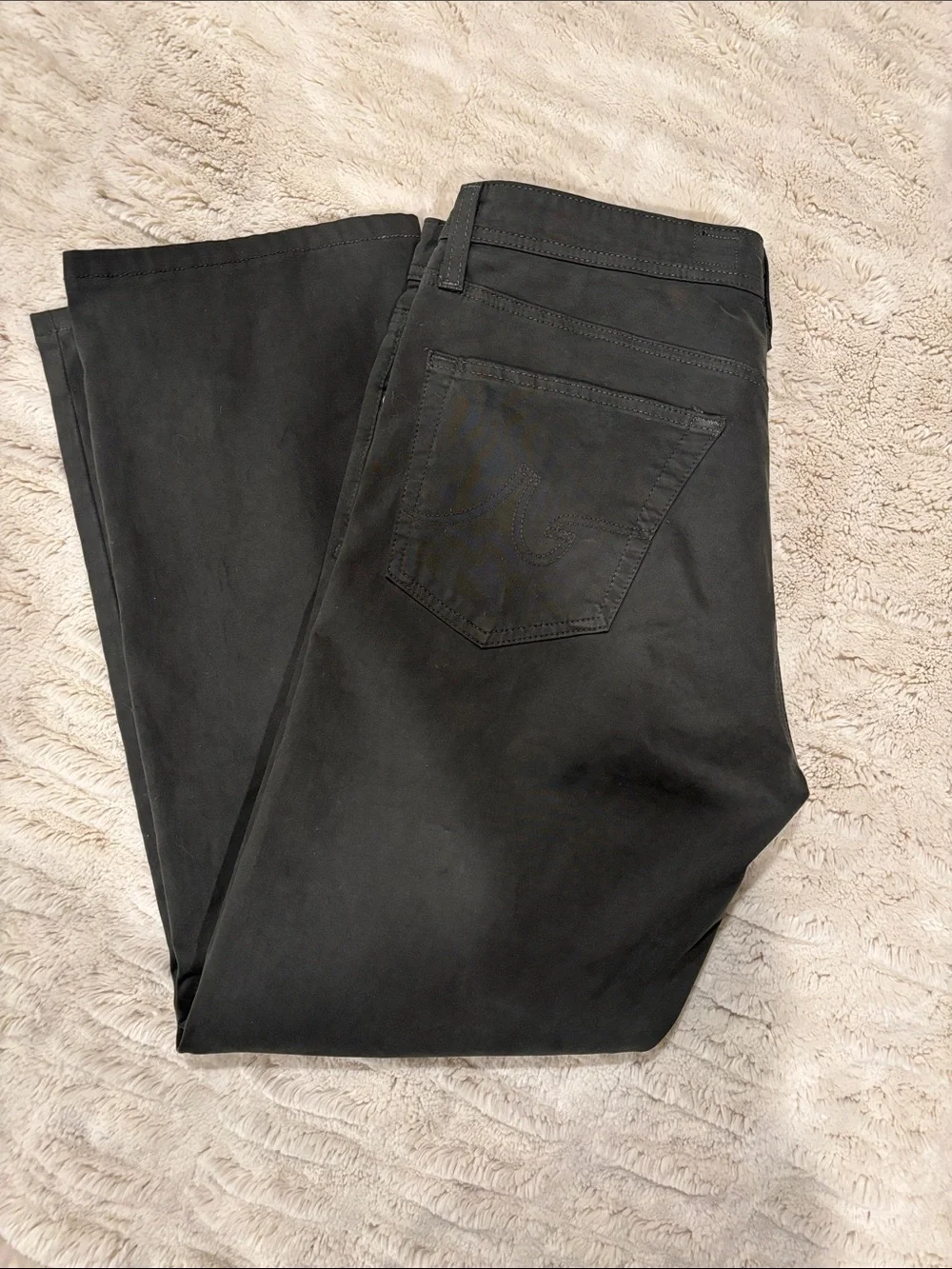 Ag Adriano Goldschmied Dark Green The Protege Straight Leg 33 Waist 34 Length